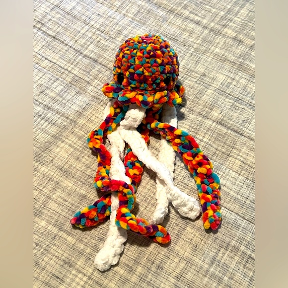 Handmade Crochet jellyfish Jelly fish ocean animal rainbow multi color NEW - Picture 4 of 5